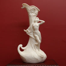 Load image into Gallery viewer, x SOLD Antique Alabaster Statue Maiden, Greek God and Calla Lilies. Art Nouveau c1925. B11288
