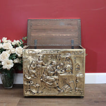 Load image into Gallery viewer, x SOLD Antique European Brass Storage Box with Handles, Blanket Box, Toy Box, Scuttle B11152
