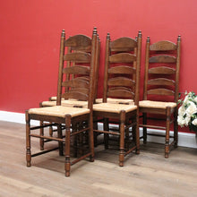 Load image into Gallery viewer, x SOLD Set of Six Antique French Dining Chairs, or Ladder Back Kitchen Chairs Cane Seat. B10938

