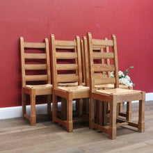 Load image into Gallery viewer, x SOLD Set of 6 Dining Chairs, Antique French Oak Ladder Back Kitchen Chairs, Rush Seat B10937
