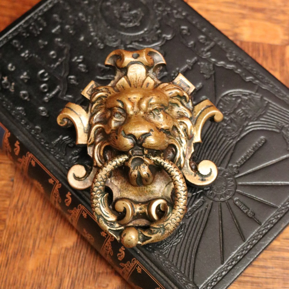 Antique French Brass Door Knocker, Antique Brass Lion's Head, Dragon Ring Handle B10767