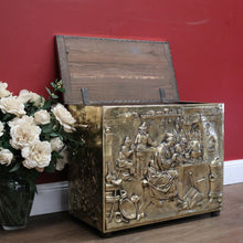 Load image into Gallery viewer, x SOLD Antique European Brass Storage Box with Handles, Blanket Box, Toy Box, Scuttle B11152
