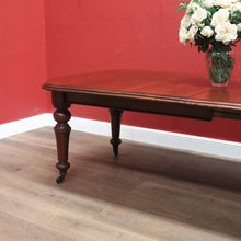 Load image into Gallery viewer, x SOLD Antique English Mahogany Dining Table, or Two Leaf Kitchen Table with Castors. B11281
