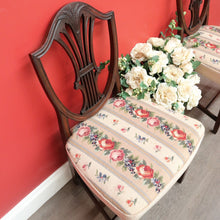 Load image into Gallery viewer, x SOLD Pair of Antique English Hepplewhite Bed Room Chairs Tapestry Seat Hall Chairs. B9658
