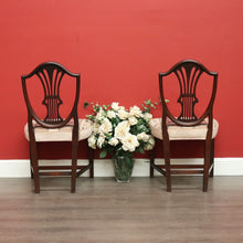 Load image into Gallery viewer, x SOLD Pair of Antique English Hepplewhite Bed Room Chairs Tapestry Seat Hall Chairs. B9659
