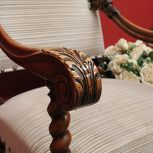 Load image into Gallery viewer, Antique French Library Chair, Striped Fabric Hall Chair, Bedroom Chair, Armchair B11506
