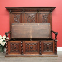 Load image into Gallery viewer, x SOLD Antique French Hall Seat, Lift Lid Blanket Shoe Box Hall Settle Bench Seat Chair. B10144
