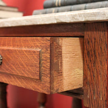 Load image into Gallery viewer, x SOLD Pair of French Bedside Tables, Antique Marble Top Oak Lamp Side Tables B10555
