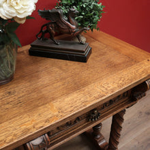 Load image into Gallery viewer, x SOLD Antique French Hall Table, French Oak and Brass Handles Two Drawer Hall Table B11123
