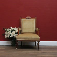 Load image into Gallery viewer, Antique English Grandfather Chair, Antique English Walnut and Fabric Armchair B10791
