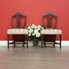 Load image into Gallery viewer, x SOLD Pair of Antique English Hepplewhite Bed Room Chairs Tapestry Seat Hall Chairs. B9658
