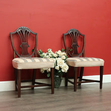 Load image into Gallery viewer, x SOLD Pair of Antique English Hepplewhite Bed Room Chairs Tapestry Seat Hall Chairs. B9659

