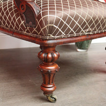 Load image into Gallery viewer, x SOLD Antique English Oak Grandfather Arm Chair Antique Oak and Fabric Scroll Armchair. B10437

