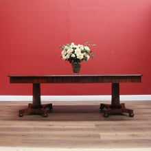 Load image into Gallery viewer, Antique English Mahogany Twin Pedestal Extension Leaf Kitchen or Dining Table. B11275
