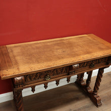 Load image into Gallery viewer, x SOLD Antique French Hall Table, French Oak and Brass Handles Two Drawer Hall Table B11123
