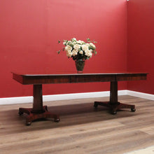 Load image into Gallery viewer, Antique English Mahogany Twin Pedestal Extension Leaf Kitchen or Dining Table. B11275
