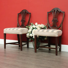 Load image into Gallery viewer, x SOLD Pair of Antique English Hepplewhite Bed Room Chairs Tapestry Seat Hall Chairs. B9659
