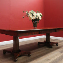Load image into Gallery viewer, Antique English Mahogany Twin Pedestal Extension Leaf Kitchen or Dining Table. B11275
