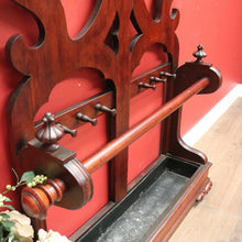 Load image into Gallery viewer, x SOLD Antique English Mahogany Coat Rack or Hall Tree, Umbrella Stand with Tin Liner. B11147
