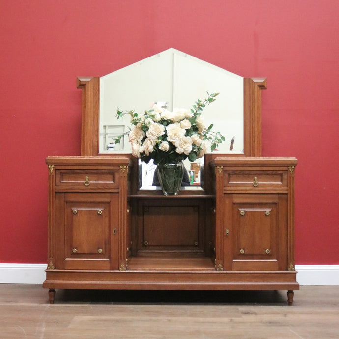 Antique French Dressing Table, Twin Pedestal Marble and Mirror Dressing Table B10848