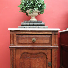 Load image into Gallery viewer, x SOLD Bedside Tables, Antique French Oak and Marble Bedside Cabinets, Lamp Table B10550
