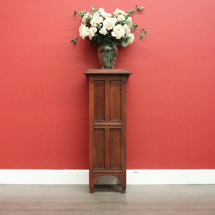 Antique French Jardinière Stand, Oak Pedestal Plant Stand, Statue Holder Stand