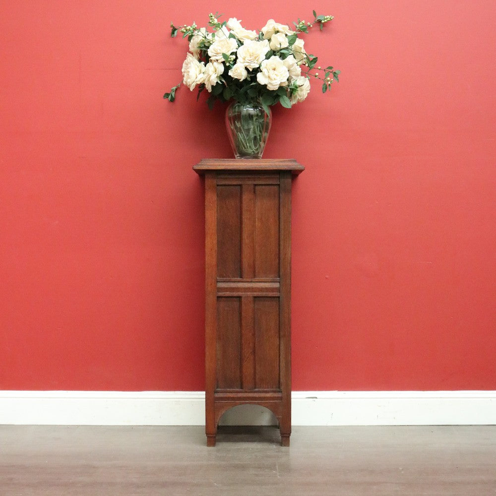 Antique French Jardinière Stand, Oak Pedestal Plant Stand, Statue Holder Stand