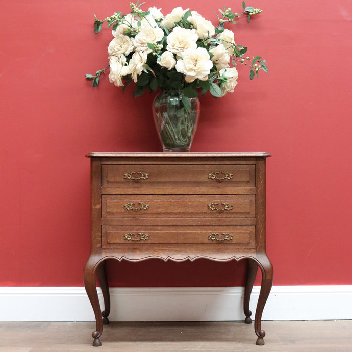 Antique French Sewing Cabinet, French Oak Bedside Cabinet, 2 Drawer Lamp Table B10690