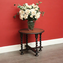 Load image into Gallery viewer, x SOLD Antique Lamp Table, Antique French Oak Spiral Leg, Cross Stretcher Side Table. B10230

