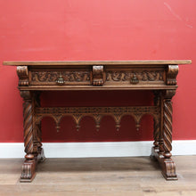 Load image into Gallery viewer, x SOLD Antique French Hall Table, French Oak and Brass Handles Two Drawer Hall Table B11123
