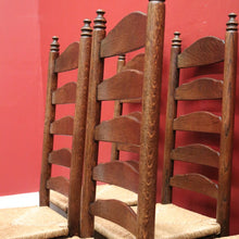 Load image into Gallery viewer, x SOLD Set of Six Antique French Dining Chairs, or Ladder Back Kitchen Chairs Cane Seat. B10938

