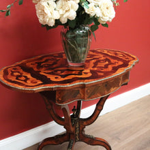 Load image into Gallery viewer, X SOLD Antique French Side Table, Lamp Table, Walnut and Brass Drop Side Sewing Table B10646
