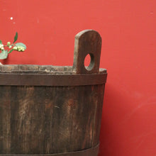 Load image into Gallery viewer, x SOLD Antique French Oak Fire Wood Bucket or Bin, Metal Bound Grape Bin, Wine Barrel B11192
