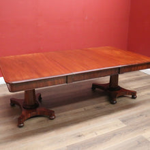 Load image into Gallery viewer, Antique English Mahogany Twin Pedestal Extension Leaf Kitchen or Dining Table. B11275

