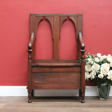 Load image into Gallery viewer, Antique Hall Seat, Blanket Box Base, Australian Gothic Entry Foyer Armchair Seat B10793
