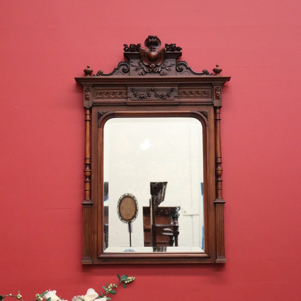 x SOLD Antique French Mirror, Antique Walnut Mantel Mirror, Vanity Hall, Entry Mirror. B10447