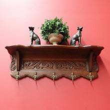 Load image into Gallery viewer, x SOLD Vintage French Oak Coat Rack, 5 Hook Coat Rack, Hat Scarf Holder B10495
