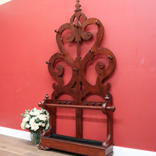 Load image into Gallery viewer, x SOLD Antique English Mahogany Coat Rack or Hall Tree, Umbrella Stand with Tin Liner. B11147
