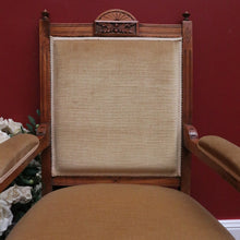 Load image into Gallery viewer, x SOLD Antique English Grandfather Chair, Antique English Walnut and Fabric Armchair B10791
