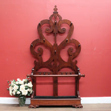 Load image into Gallery viewer, x SOLD Antique English Mahogany Coat Rack or Hall Tree, Umbrella Stand with Tin Liner. B11147
