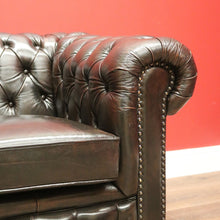 Load image into Gallery viewer, x SOLD Vintage Button Back Chesterfield Lounge, 3 Seater Deep Chestnut Brown Lounge B11206
