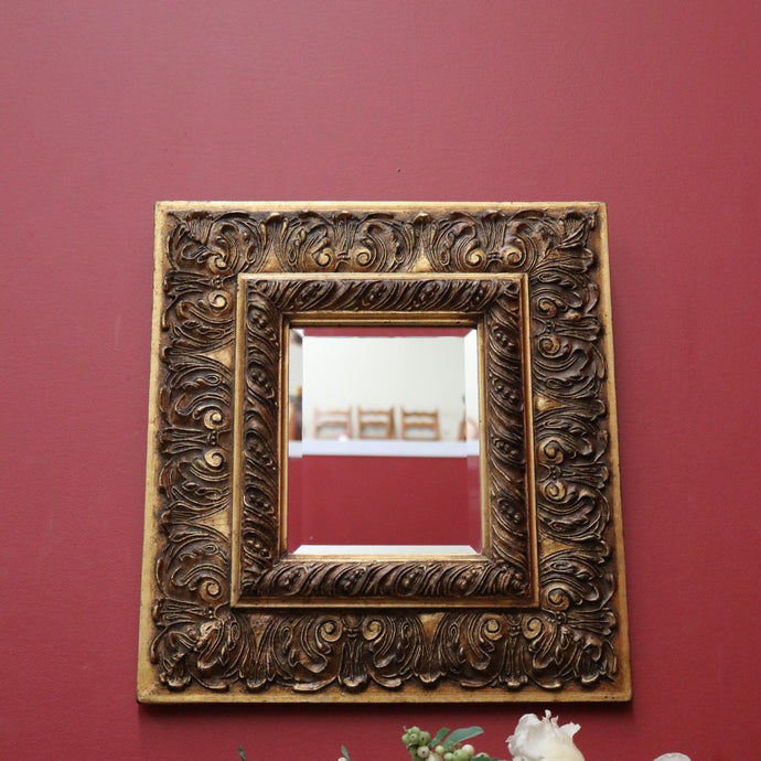 Gilt Timber Mirror, Vintage French Bevelled Edge Gilt Frame Wall Mirror B11151