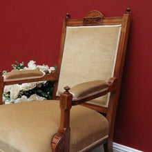 Load image into Gallery viewer, x SOLD Antique English Grandfather Chair, Antique English Walnut and Fabric Armchair B10791
