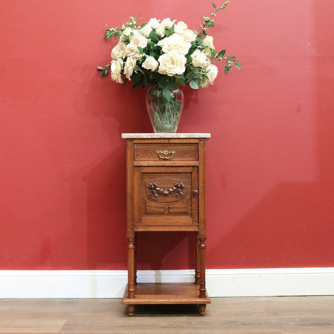 Antique French Bedside Cabinet, Bedside Table, Antique French Oak Lamp Table B10893