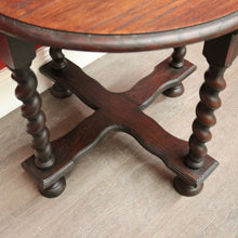 Load image into Gallery viewer, x SOLD Antique Lamp Table, Antique French Oak Spiral Leg, Cross Stretcher Side Table. B10230
