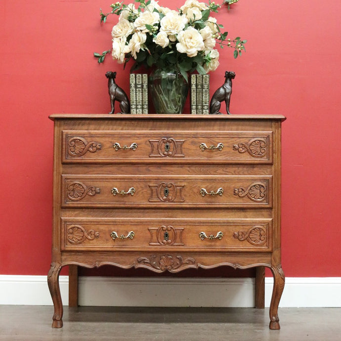 Antique French Chest of Drawers, 3 Drawer Hall Table, Hall Cabinet Large Bedside B10296