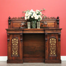 Load image into Gallery viewer, x SOLD Antique English Rosewood Sideboard Fretwork Backboard and Doors Twin Pedestals. B9851
