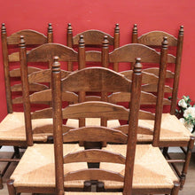 Load image into Gallery viewer, x SOLD Set of Six Antique French Dining Chairs, or Ladder Back Kitchen Chairs Cane Seat. B10938
