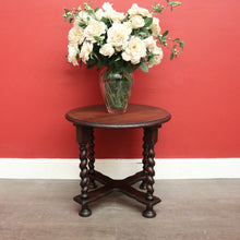 Load image into Gallery viewer, x SOLD Antique Lamp Table, Antique French Oak Spiral Leg, Cross Stretcher Side Table. B10230
