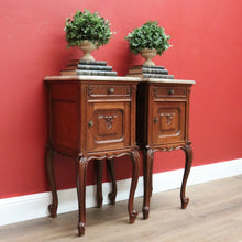 Load image into Gallery viewer, x SOLD Antique French Bedside Cabinet, French Oak and Marble Top Bedside Tables B10554
